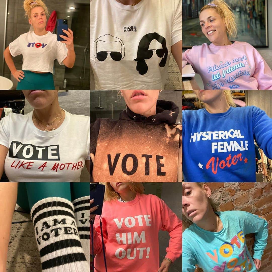 ビジー・フィリップスさんのインスタグラム写真 - (ビジー・フィリップスInstagram)「I’m sure you’re sick of people telling you to be sure to #vote TOMORROW but here are all the ways I’ve been telling people in the past several weeks. This is it, bbs. Don’t think one vote doesn’t matter, you know that’s not true. Don’t be intimidated by online threats or long lines(make friends! Maybe FOR LIFE?) Drop off your mail in ballot IN PERSON!! Look online for voter guides and bring them with you and for GOD’S SAKE, vote for @joebiden and @kamalaharris and let’s bring SANITY and  EMPATHY back to this country and start to rebuild and form the country WE want to see-one that’s reflective of the FUTURE we envision- one that’s inclusive and tolerant and understanding and *NOT* one based in some antiquated racist ideology that’s about oppression and money and BELONGS IN THE FUCKING PAST. I love you so much. I know this is hard. It IS. But in the words of my friend @glennondoyle WE CAN DO HARD THINGS. THIS is the marathon! And it hasn’t been a sprint! It’s been long and exhausting and sometimes felt impossible to finish BUT! we’ve been doing the work and it’s mile 25! We have 1.2 miles left to go!! Let’s get it over the finish line, and I PROMISE THAT WE WILL deal with the blisters and bleeding nipples next week. (Really going all the way with the marathon metaphor) OK. Do what you gotta do- just get there. I believe in you. I love you(have I said that already?) See you on the other side, my bbs. #voteblue2020 #voteforchange #votehimout #vote #bidenharris2020」11月3日 10時53分 - busyphilipps
