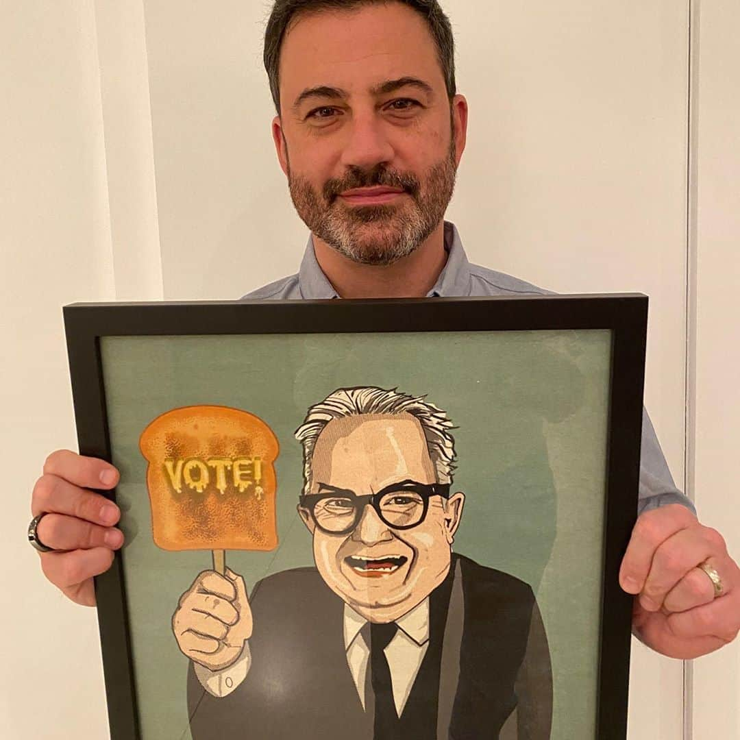 ジミー・キンメルさんのインスタグラム写真 - (ジミー・キンメルInstagram)「Larry “Bud” Melman says #vote!  Artwork by @jeffbrawnartist #toastonastick @letterman @thepaulshaffer」11月3日 11時14分 - jimmykimmel