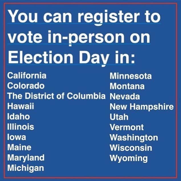 メアリー・マクドネルのインスタグラム：「YOU CAN REGISTER IN PERSON ON ELECTION DAY IN THESE STATES!!!VOTE we need you each and every one . it’s your right , it’s your voice. It’s your life. #vote2020🇺🇸」