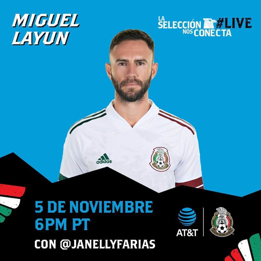 ミゲル・ラジュンのインスタグラム：「Acompáñeme este 5 de noviembre a las 6PM pacífico  8PM centro por Instagram Live con @janellyfarias. A TI que vives futbol y A TI que compartes en redes cada gol #atiyati La Selección Nos Conecta. . Presentado por @ATT #ATTInfluencer」