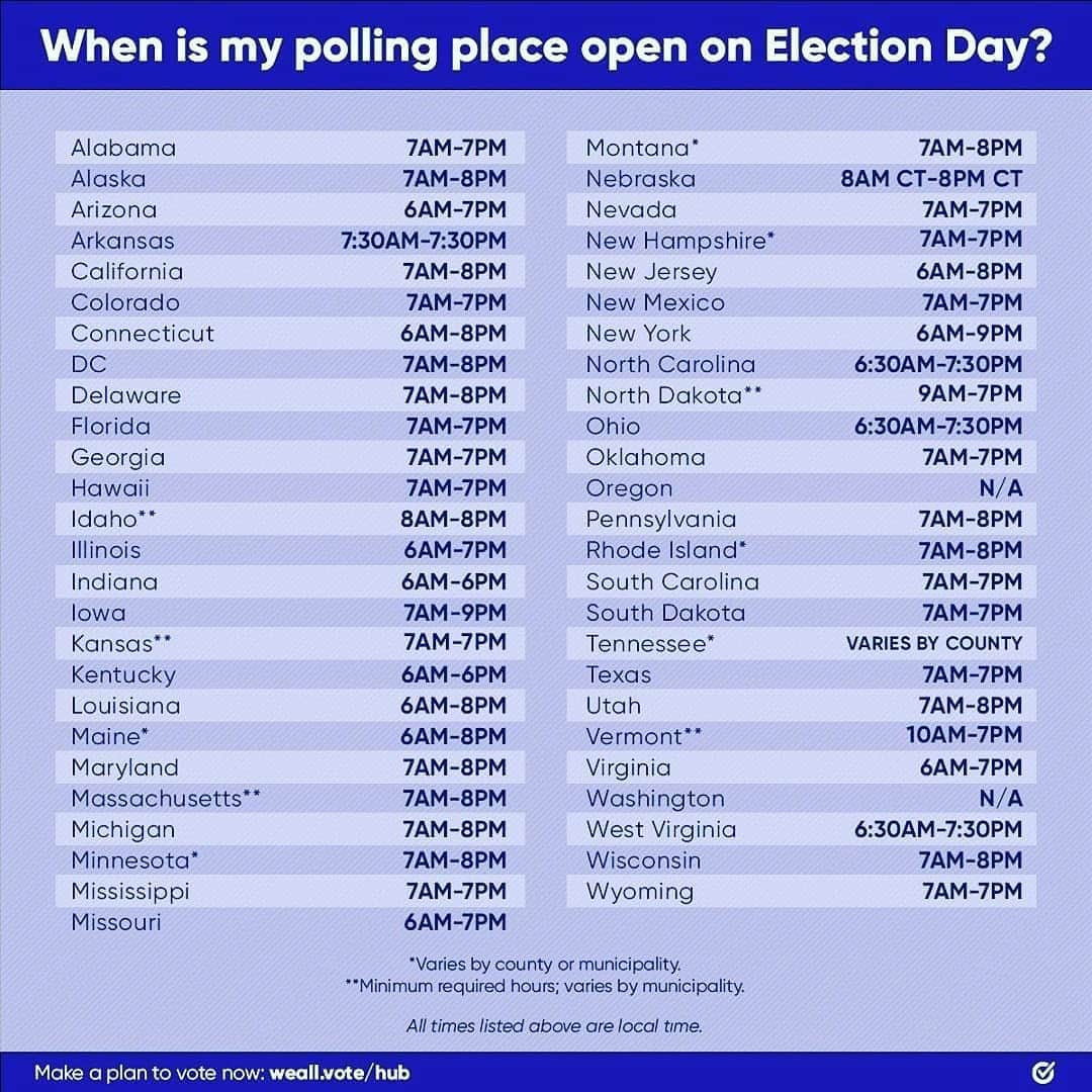ヒラリー・スワンクさんのインスタグラム写真 - (ヒラリー・スワンクInstagram)「Tomorrow is the last day to cast your vote! Here are the poll hours in every state. VOTE and send this to your friends to check in to make sure they have voted too! This is me checking in all of you!!  P.S. If you are in line before the polls close, you have the right to vote!」11月3日 14時35分 - hilaryswank