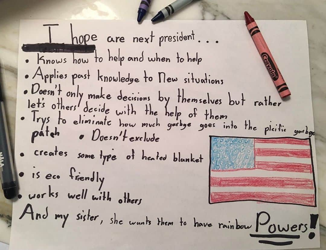 サラ・ラファティさんのインスタグラム写真 - (サラ・ラファティInstagram)「On the eve of the election in 2016, my eldest daughter wrote this note. Tonight, four years later,  both my girls wrote a quick addendum before bed. Needless to say, Santtu and I voted early because their hopes and dreams and all our lives depend on it. If you haven’t voted yet, today is the day. Tap the link in my bio or see my stories to find your polling location and get info on same day voter registration and other useful resources. #vote」11月3日 14時40分 - iamsarahgrafferty