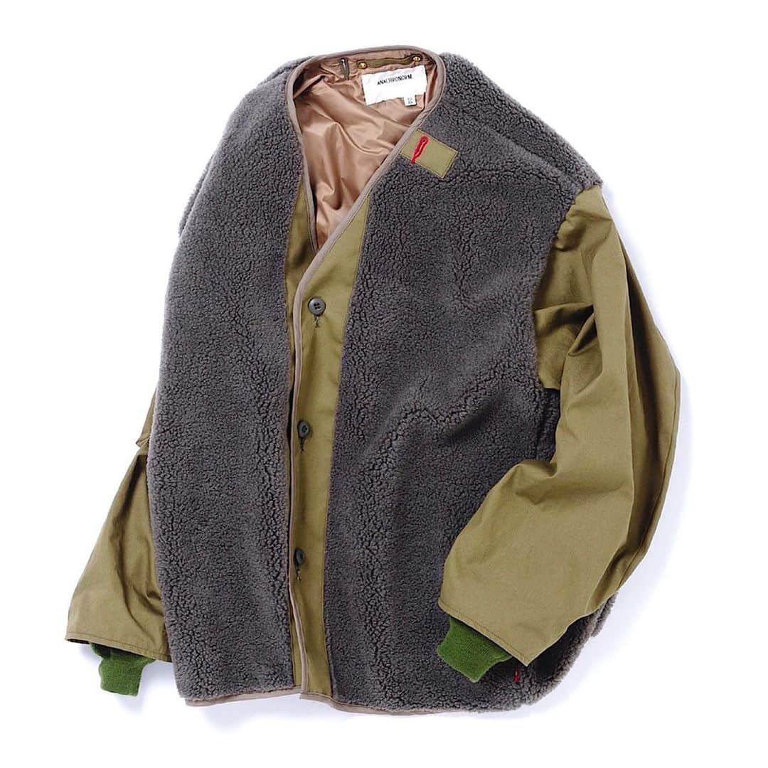 のインスタグラム：「. . . . 【Released in November】 . . . AN084 BOA NO-COLLAR JACKET OLIVE . . . @anachronorm262 . . . #anachronorm #contextgallery #nakameguro #balanceokayama #okayama」