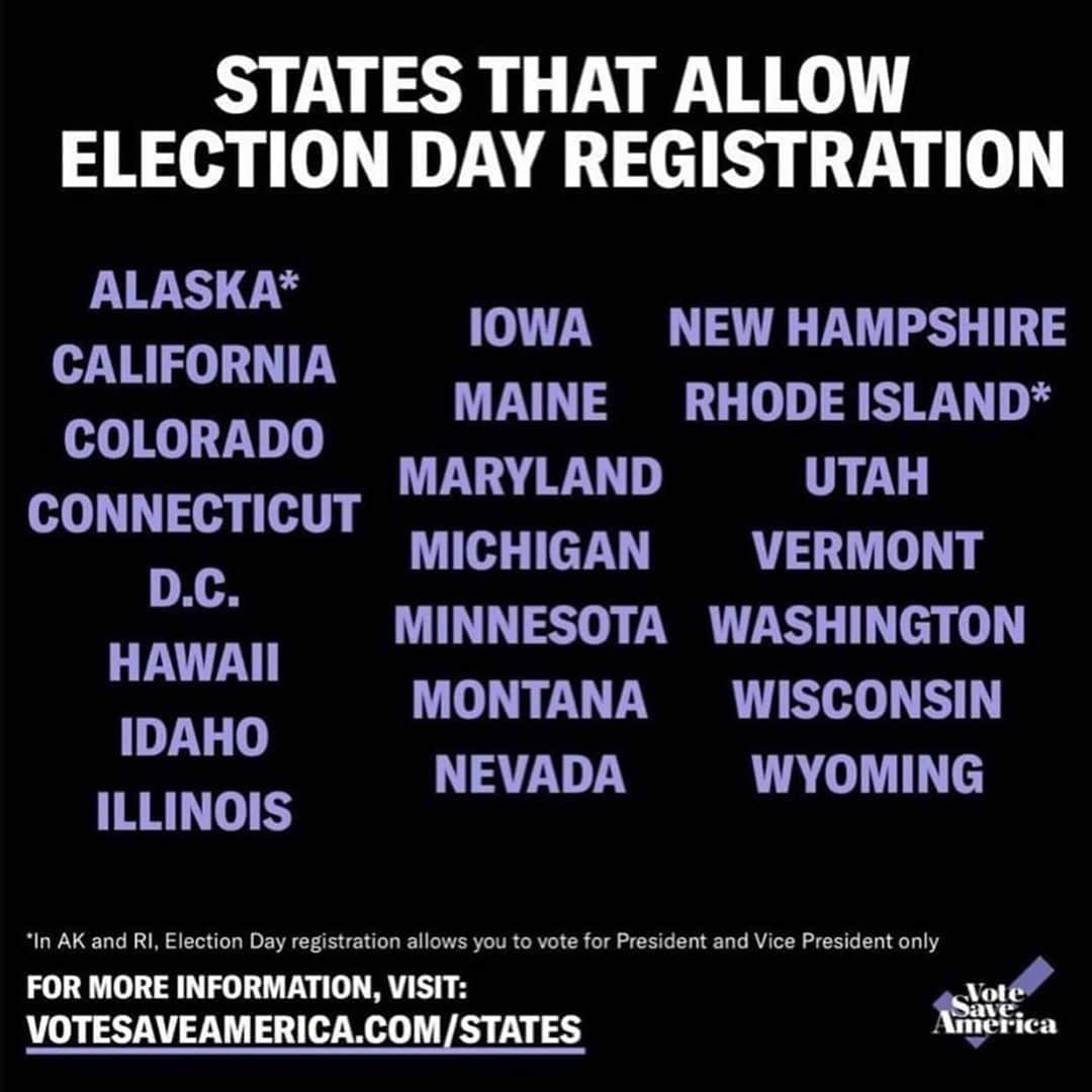 ナンシー・マイヤーズさんのインスタグラム写真 - (ナンシー・マイヤーズInstagram)「Hi! It’s not too late. If you live in one of these states you can register TODAY and VOTE!  Its the ultimate self care day! 😊」11月4日 2時55分 - nmeyers