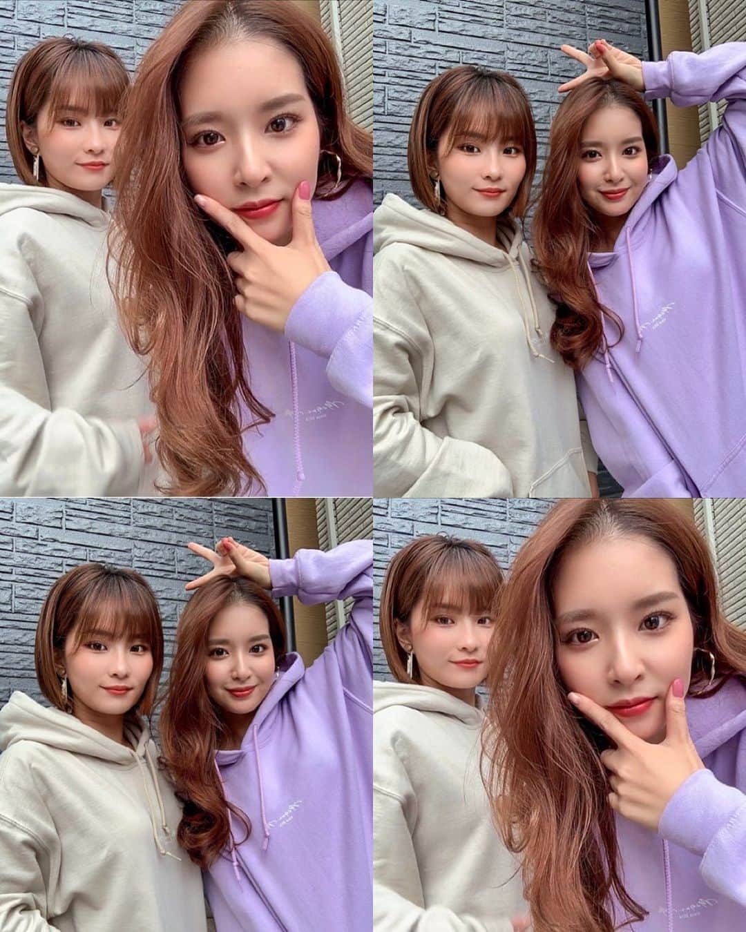 のインスタグラム：「・ my sister 👯‍♀️♥️ ・ 髪型が同じ時は似てるってよく言われてたけど 今は長さも前髪も違うから似てない気がするww ・ ・ 珍しくお揃いのパーカー(  ᐛ)💋 ママ頑張ってる姉にプレゼント🎁 軽くて動きやすくて 何にでも合わせやすいから🙆‍♀️◎ ・ ・ @mirror.me_official  のオリジナルパーカー！ カラバリ多くて何色にするか悩んだけど 持ってない色のパープルにした💜 優しい色味で可愛い☺️ ・ ・ パーカーは毎年可愛いの見つけて 増えていく一方🙈💕 ・ ・ #姉妹 #お揃い #パーカー  #mirrormeスタイル #ミラーミー #selectshopmirrome」
