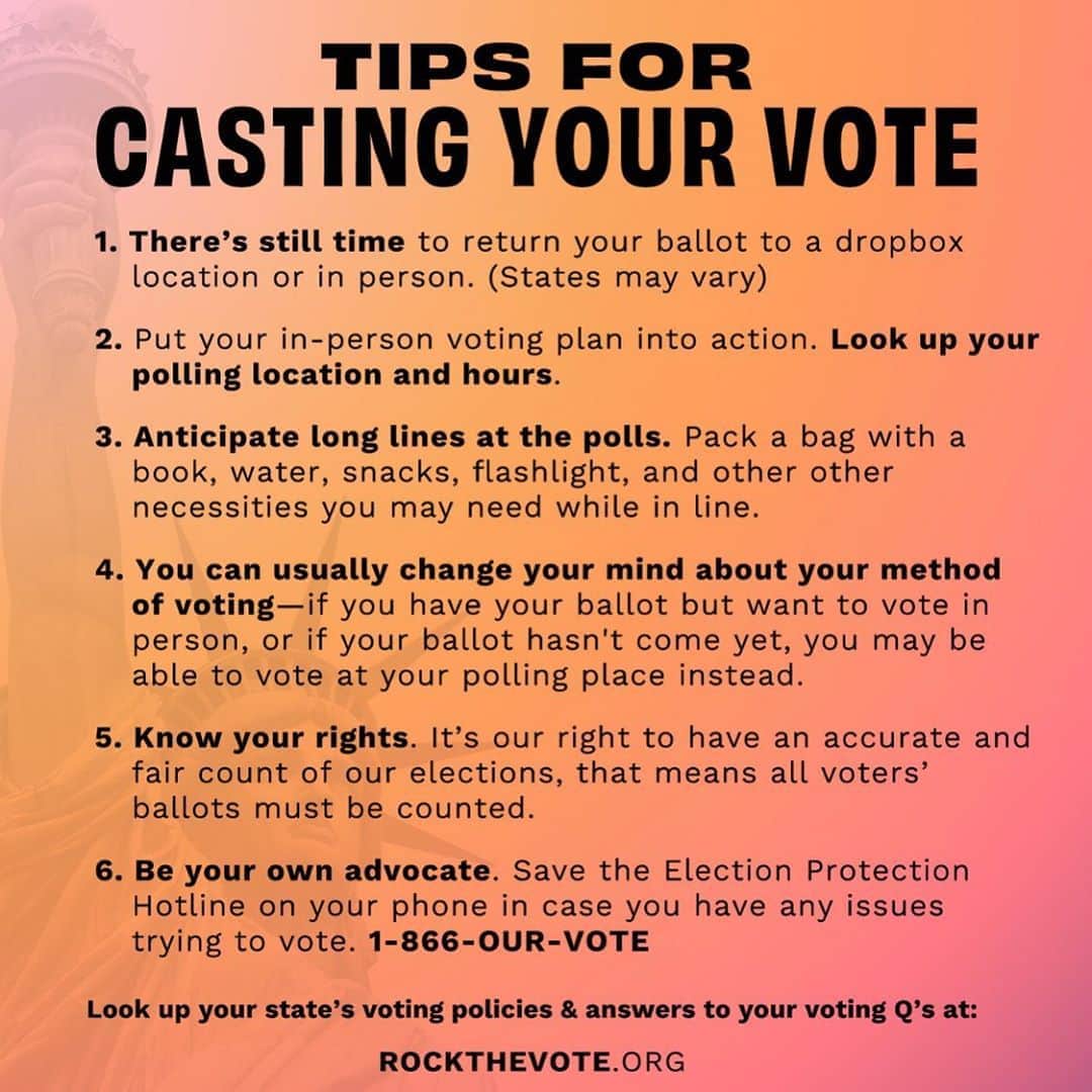 メリッサ・ジョーン・ハートさんのインスタグラム写真 - (メリッサ・ジョーン・ハートInstagram)「It's not too late! If you haven't voted, make a plan by going to www.RocktheVote.org. Or help make a plan for your friends and family by sharing these tips and follow @rockthevote for the latest election info.」11月3日 22時17分 - melissajoanhart