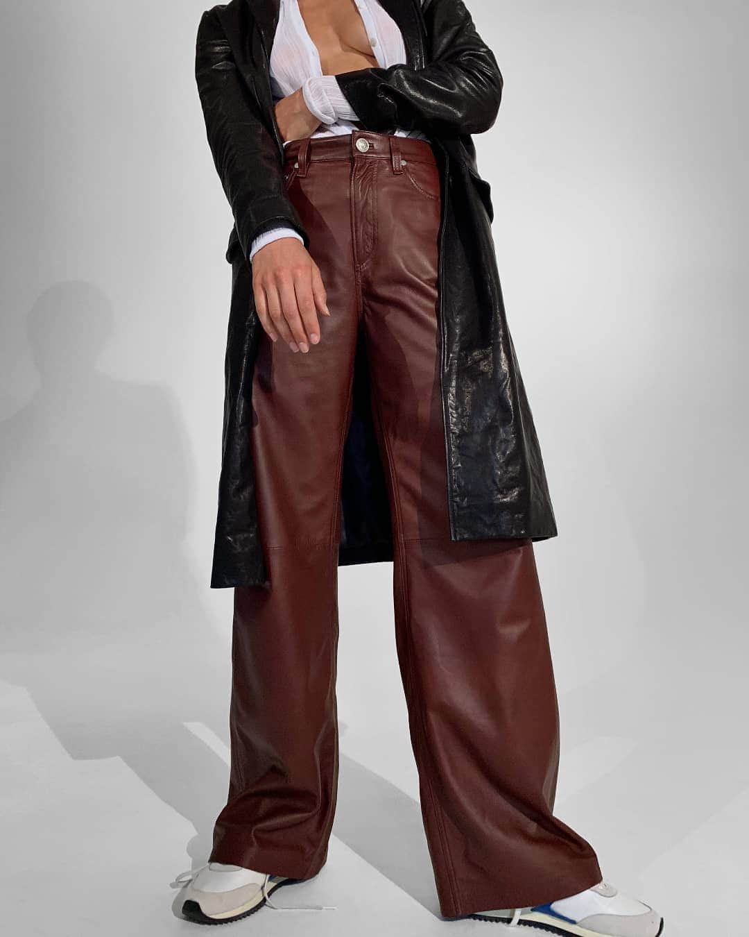 ラグ&ボーンのインスタグラム：「Too much of a good thing? Not when it comes to leather. From sleek jackets to statement-making trousers, let's just say we know what we're doing.」