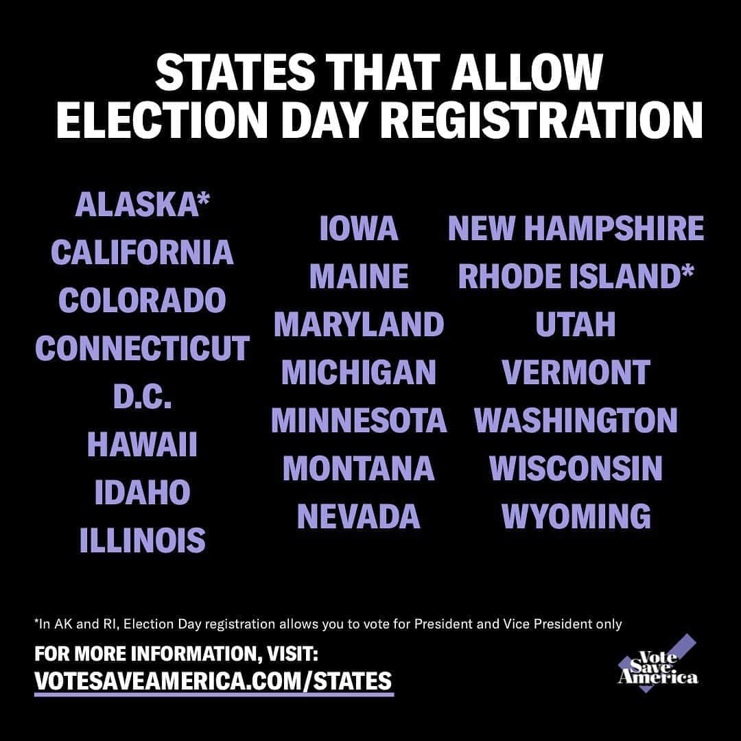 ジョン・レジェンドさんのインスタグラム写真 - (ジョン・レジェンドInstagram)「If you aren't registered to vote yet, it might not be too late.  Some states allow #ElectionDay voter registration, so if you are from one of these 22 states, get yourself to the polls to register and vote!  For more information, visit votesaveamerica.com/states」11月4日 0時00分 - johnlegend