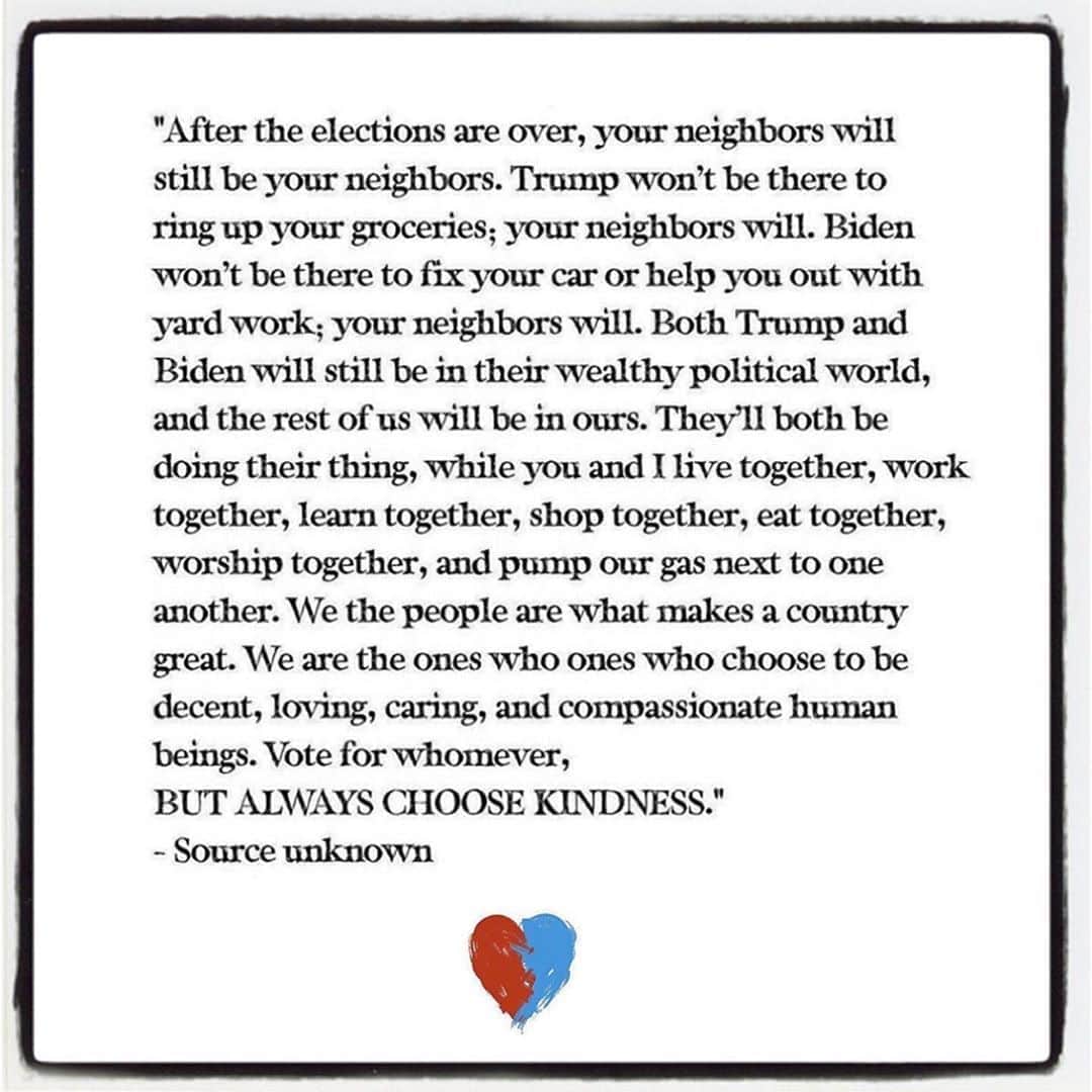 オデット・アナブルのインスタグラム：「This spoke to me when I woke up this morning. I recognize that we all do not share the same feelings, that is ok. I’d like to learn from one another and on this very important day, please remember to #vote with kindness and love. 🖤🇺🇸」