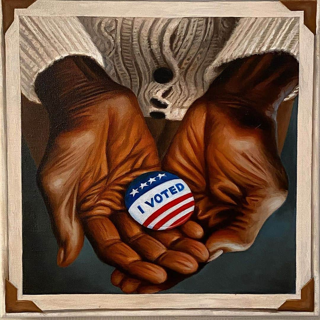 ションダ・ライムズさんのインスタグラム写真 - (ションダ・ライムズInstagram)「Vote, people. This @kadirnelson painting is one of the most precious gift i have ever received from Queen @therealdebbieallen. It hangs in my kitchen to remind us of all the people who fought for our right to vote.  #vote」11月4日 1時00分 - shondarhimes