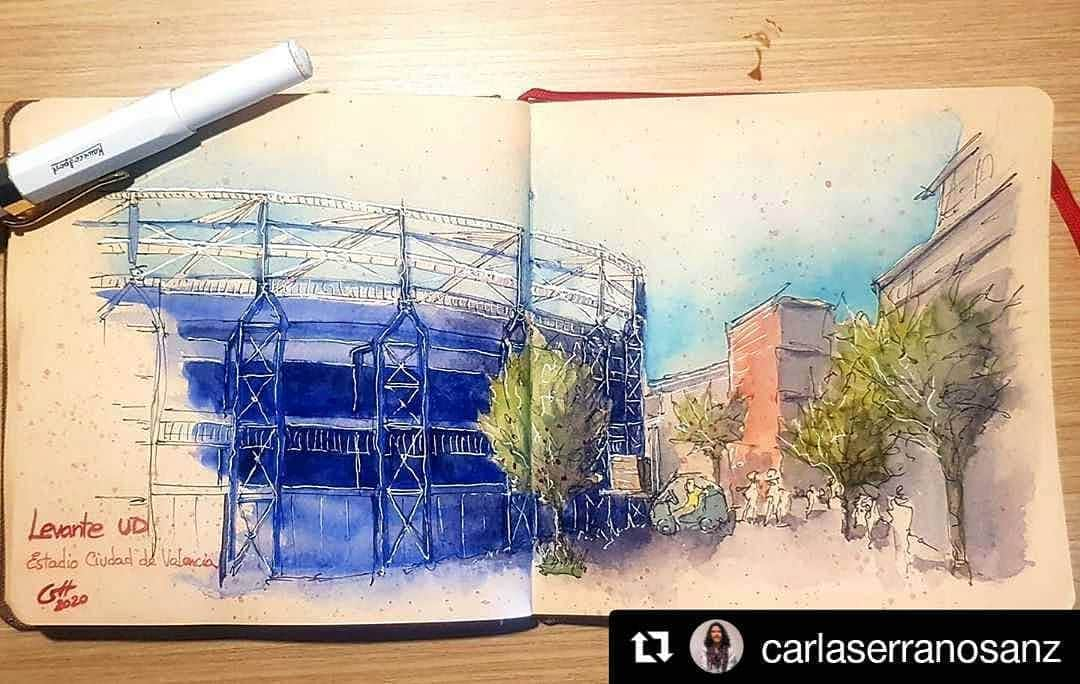 レバンテUDさんのインスタグラム写真 - (レバンテUDInstagram)「Wow! 😍🏟  #Repost @carlaserranosanz 👩‍🎨  ・・・  Urban sketching en Valencia. Estadio del Levante UD.  #drawing #ilustracion #watercolor #acuarela #arte #art #pencilsketch #pencils #diseño #design #illustration #urbansketchers #urbansketching」11月4日 2時25分 - levanteud