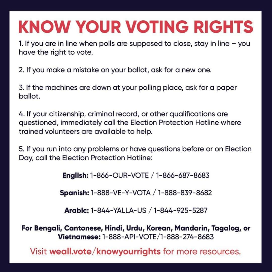 クリス・ポールさんのインスタグラム写真 - (クリス・ポールInstagram)「Know your rights before go to the polls today!! @whenweallvote and @866ourvote are here to help. Let’s do this!!! ✊🏾 #VOTE🗳」11月4日 2時18分 - cp3