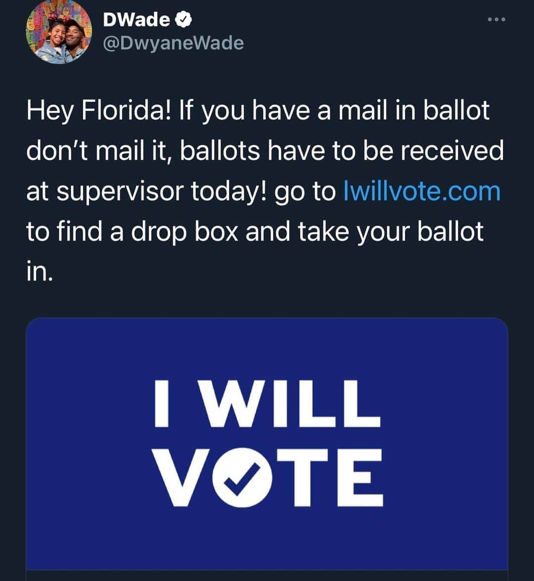 ドウェイン・ウェイドさんのインスタグラム写真 - (ドウェイン・ウェイドInstagram)「Florida this is for you! If you haven’t voted go to iwillvote.com  It’s not to late to make a difference and to make sure your wants and needs are heard on the ballots! VOTE LIKE YOUR LIVES DEPENDS ON IT!」11月4日 2時31分 - dwyanewade