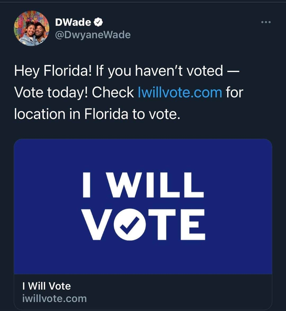 ドウェイン・ウェイドさんのインスタグラム写真 - (ドウェイン・ウェイドInstagram)「Florida this is for you! If you haven’t voted go to iwillvote.com  It’s not to late to make a difference and to make sure your wants and needs are heard on the ballots! VOTE LIKE YOUR LIVES DEPENDS ON IT!」11月4日 2時31分 - dwyanewade