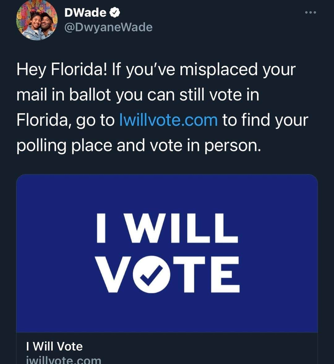 ドウェイン・ウェイドさんのインスタグラム写真 - (ドウェイン・ウェイドInstagram)「Florida this is for you! If you haven’t voted go to iwillvote.com  It’s not to late to make a difference and to make sure your wants and needs are heard on the ballots! VOTE LIKE YOUR LIVES DEPENDS ON IT!」11月4日 2時31分 - dwyanewade