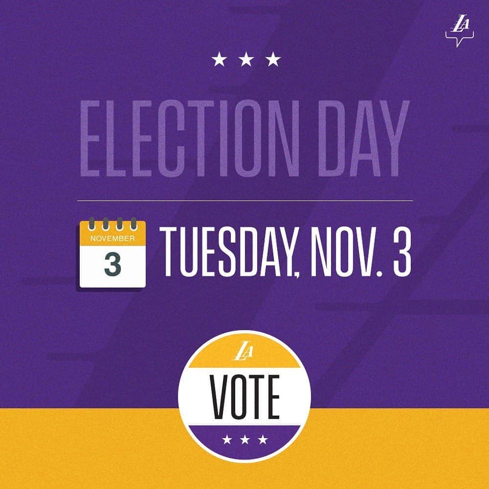 Los Angeles Lakersさんのインスタグラム写真 - (Los Angeles LakersInstagram)「Today’s the day 🗳」11月4日 2時33分 - lakers