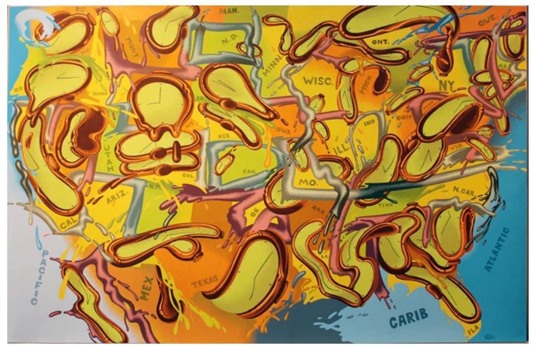 KAWSONEさんのインスタグラム写真 - (KAWSONEInstagram)「Peter Saul Map 1980 Acrylic on paper #PeterSaul」11月4日 6時20分 - kaws