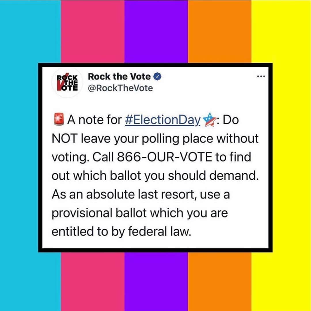 ケイティ・ペリーさんのインスタグラム写真 - (ケイティ・ペリーInstagram)「Know your rights as a voter! Report voter intimidation to the Election Protection Hotline @866ourvote at (866-687-8683) 🤝」11月4日 6時29分 - katyperry