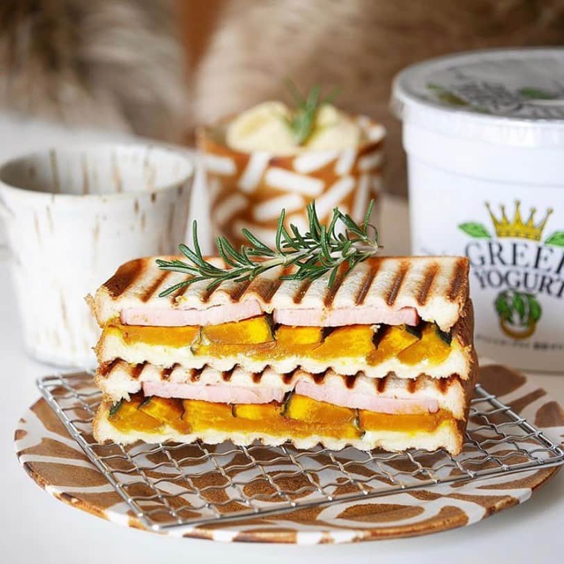athena_greek_yogurtのインスタグラム：「Looks goood🐮 サンドイッチと一緒にギリシャヨーグルト！ 美味しそう💙  Photo by @mlh0hlm   #athenagreekyogurt  #costco  #brunchtime」