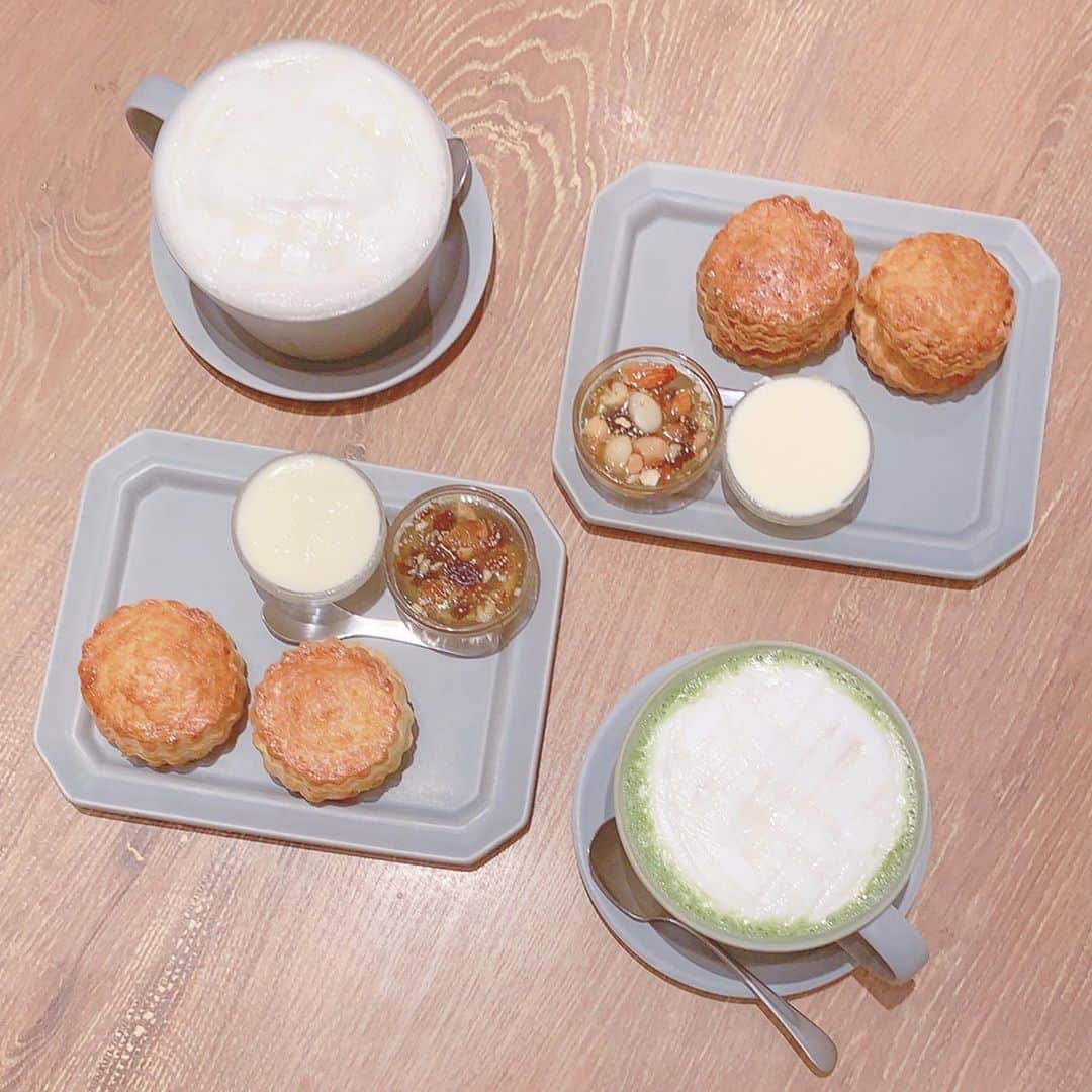 愛内みさのインスタグラム：「☕︎ 気になってたカフェへ。 スコーンふわふわで甘さもちょうどよく美味しかった..o○ 居心地もよくってドリンクもおかわり😚 また行きたい♡ ・ #chavaty #chavaty表参道 #表参道カフェ」
