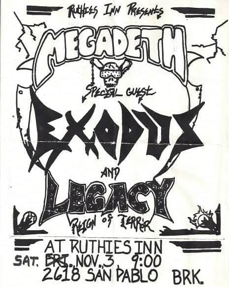 Megadethさんのインスタグラム写真 - (MegadethInstagram)「Nov 3, 1984 – Megadeth plays as a three-piece at Ruthie’s Inn, Berkeley, CA. One of four shows with Dave, David and Gar (post-Kerry King/pre-Chris Poland).」11月4日 8時33分 - megadeth