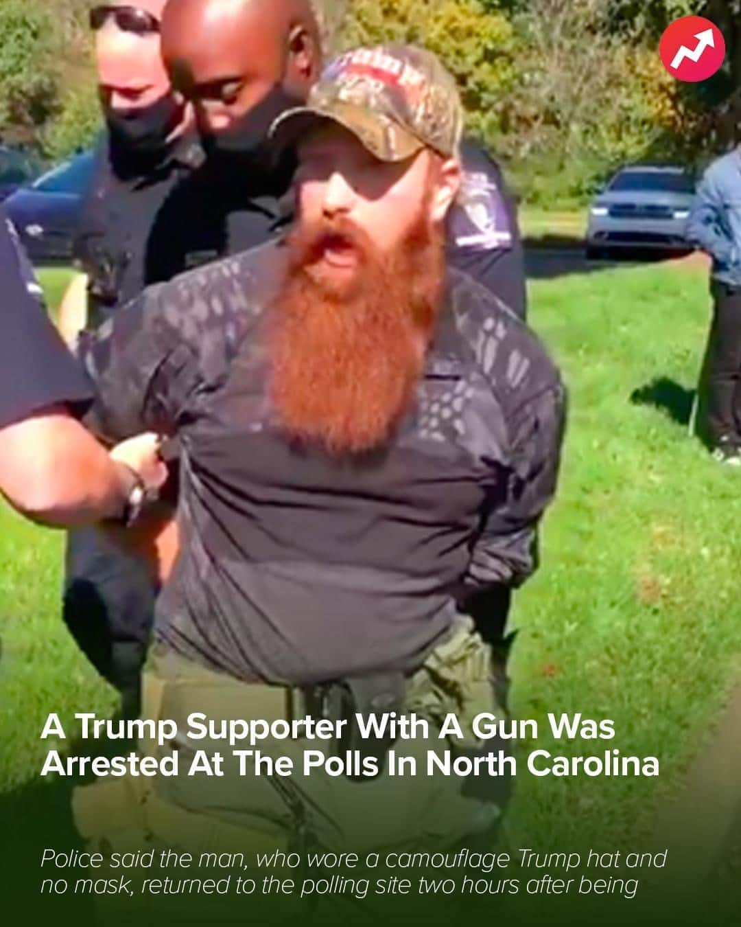 BuzzFeedさんのインスタグラム写真 - (BuzzFeedInstagram)「@BuzzFeedNews: An armed man wearing pro-Trump clothing was arrested on Election Day for returning to a polling station in Charlotte, North Carolina, after he had been banned from the site earlier in the day, police said. Link in bio to read more.」11月4日 9時25分 - buzzfeed