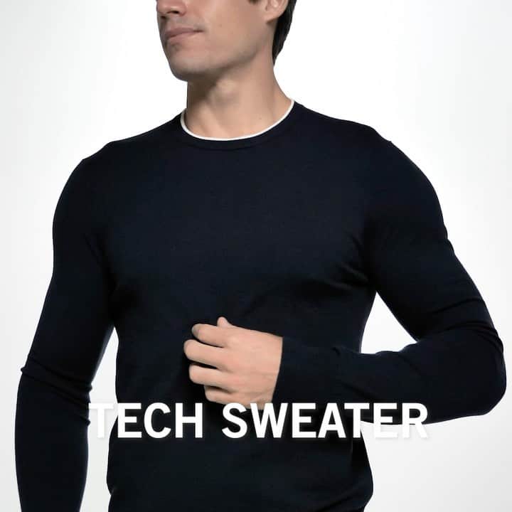 ペリーエリスのインスタグラム：「Layer up in our soft and breathable crewneck sweater.  The perfect piece to bring you from a casual-cool day to a sleek night out.  #LifeReadySince1976」