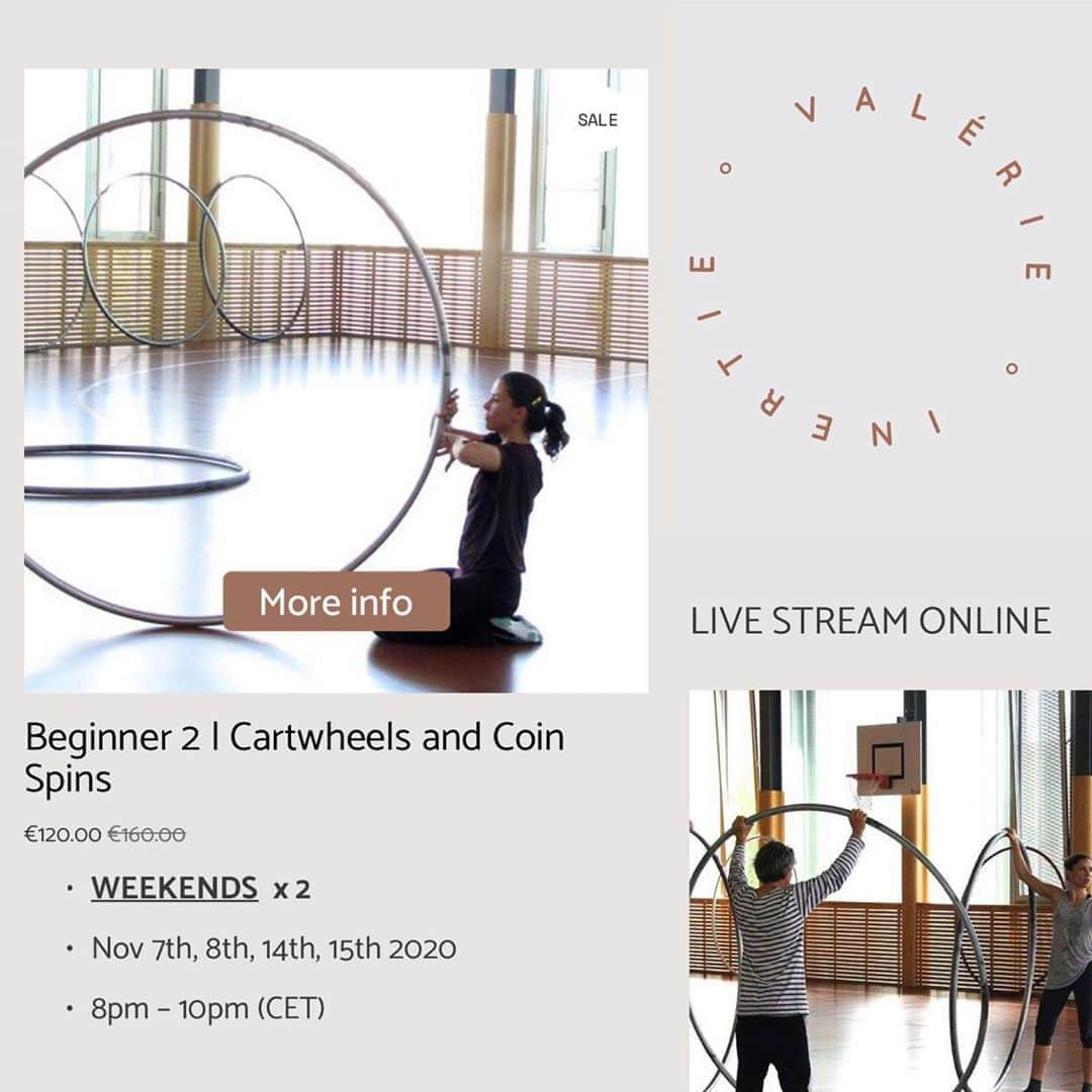 バレリー・イネルシのインスタグラム：「ONLINE CYR WHEEL WORKSHOPS  Starting NOV 7th 20:00 (CET)  Coin spin & cartwheel (Beginner 2)  www.inertie.ca  #cyrwheeltrainer #cyrwheelbeginners #cyrwheelteacher #cyrwheelcoach #cyrwheelinstructor #cyrwheelworkshop #cyrwheelworkshops #cyrwheelbeginners #cyrwheellearning #cyrwheelstudio #cyrwheelacademy #cyrwheeltraining #cyrwheeleverydamnday #cyrwheellessons #cyrwheelcourses #circusschool #onlinecircusschool #onlinecircustrainning #onlinecircusclasses #onlinecircusclasse #cyrwheeltutorial #cyrwheeltutorials」