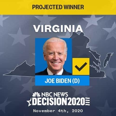 NBC Newsさんのインスタグラム写真 - (NBC NewsInstagram)「BREAKING: Joe Biden wins Virginia, NBC News projects.」11月4日 14時04分 - nbcnews