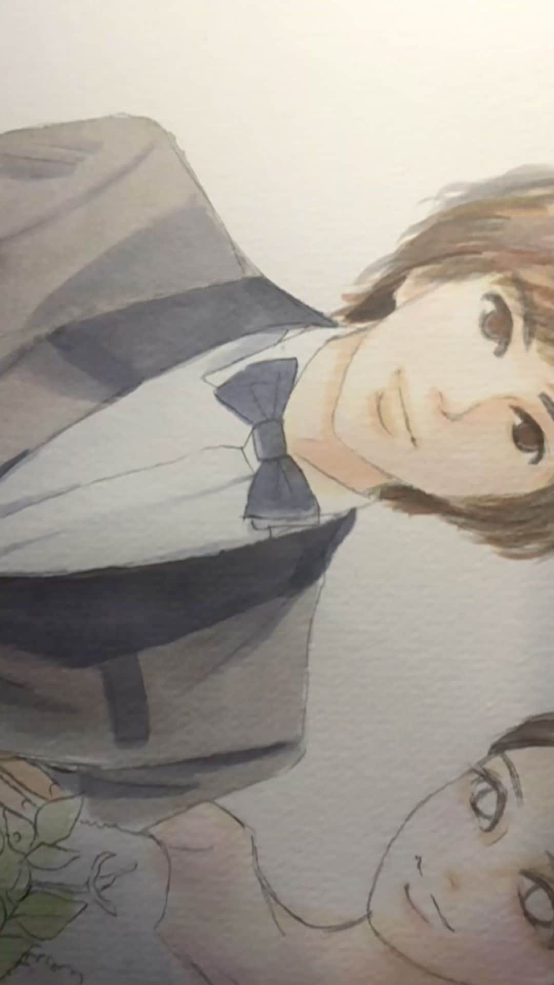 ひうらさとるのインスタグラム：「先週友人の結婚式のために描いたイラストのメイキングです💕②」