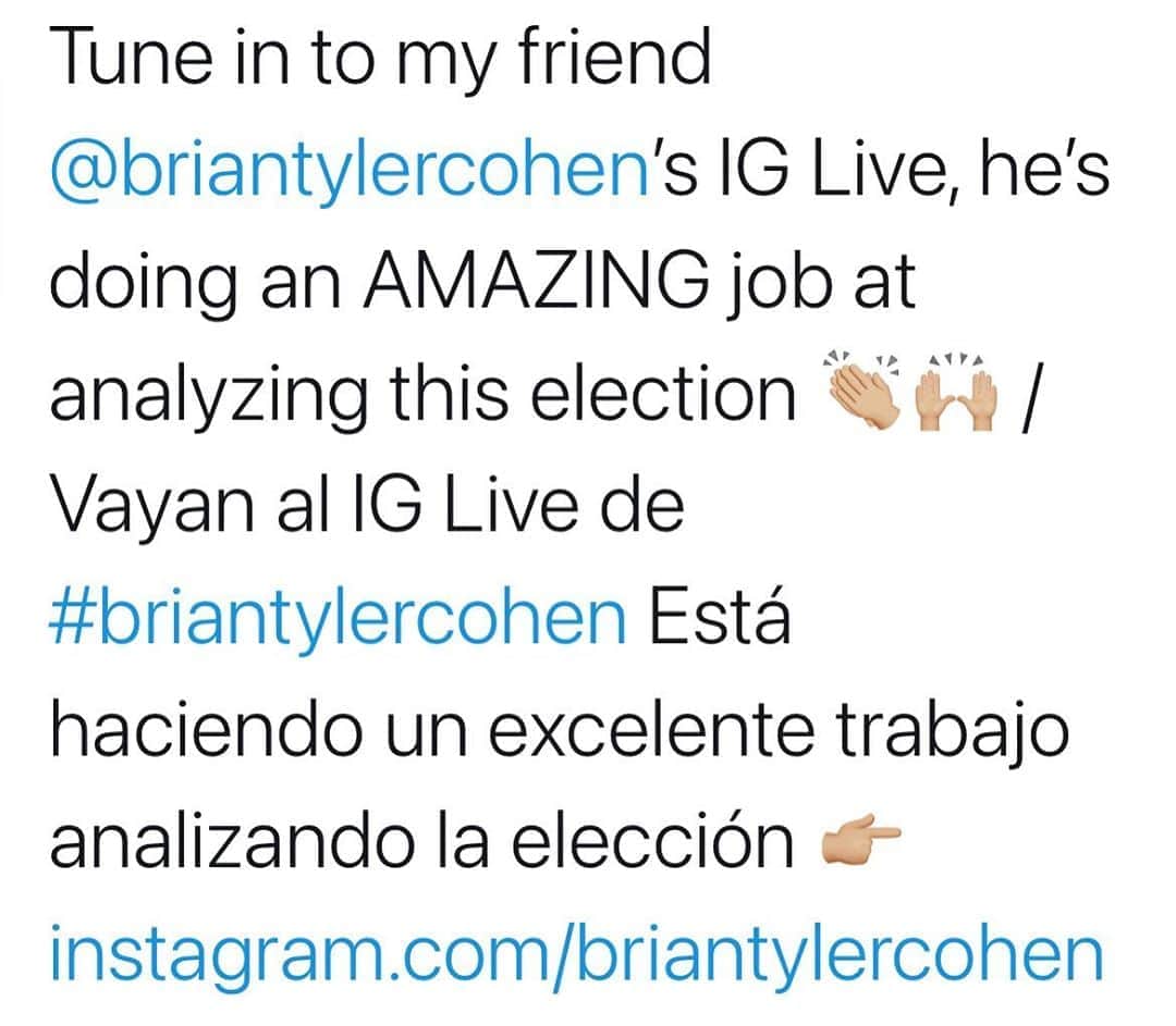 ハイメ・カミールさんのインスタグラム写真 - (ハイメ・カミールInstagram)「Tune in to my friend @briantylercohen’s IG Live, he’s doing an AMAZING job at analyzing this election 👏🏼🙌🏼 / Vayan al IG Live de #briantylercohen Está haciendo un excelente trabajo analizando la elección 👉🏼 instagram.com/briantylercohen 👈🏼」11月4日 15時26分 - jaimecamil