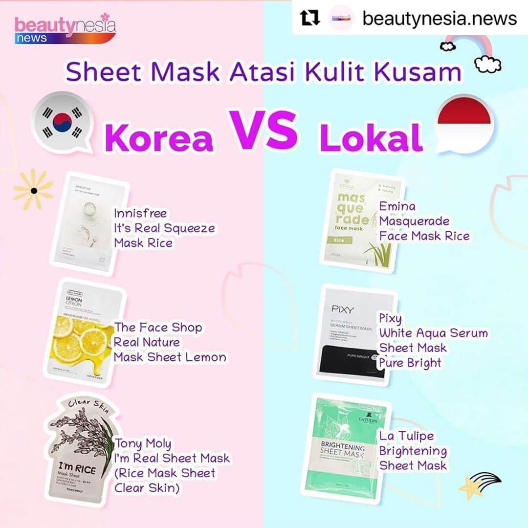 Beauty | Health | Fashionさんのインスタグラム写真 - (Beauty | Health | FashionInstagram)「✨ Repost #BeautynesiaNews ✨ ・・・ Sheet Mask Lovers mana suaranya ?  Yup! Sheet Mask adalah salah satu skincare yang bisa jadi penyelamat kamu untuk menenangkan kulit agar lebih rileks. Gak cuma itu, sheet mask juga mampu membantu kulit menjadi lebih cerah dan glowing kaya cewe cewe korea hihih. Bingung sheet mask nya apa ? Tenang!⁣ ⁣ Beautynesia News mau share nih, sheer mask korea dan sheet mask lokal yang bisa jadi pilihan kamu untuk membantu mencerahkan wajah kamu!⁣ ⁣ Jangan lupa save beb, dan share juga ke teman kamu yang lagi cari sheet mask nih.⁣ ⁣ Komen yuk, sheet mask favorit kamu dan sheet mask yang lagi kamu mau banget akhir akhir ini?⁣ ⁣ --⁣ #BeautynesiaNews #Glowing2020 #Tipscantik #Tipskecantikan #skincaremurah #kulitkering #kulitsensitif #rekomendasiskincare  #skincarelokal #skincarekorea #tipsskincare #morningskincareroutine #nightskincareroutine #skincarerutin #jeniskulit #kulitberminyak #kulitkombinasi #skincaredirumahaja #sheetmaskkulitberminyak #koreanskincare #rekomendasiserum #mencerahkanwajah #sheetmasklokal #sheetmaskmurah #maskerlokal」11月4日 19時20分 - beautynesia.id