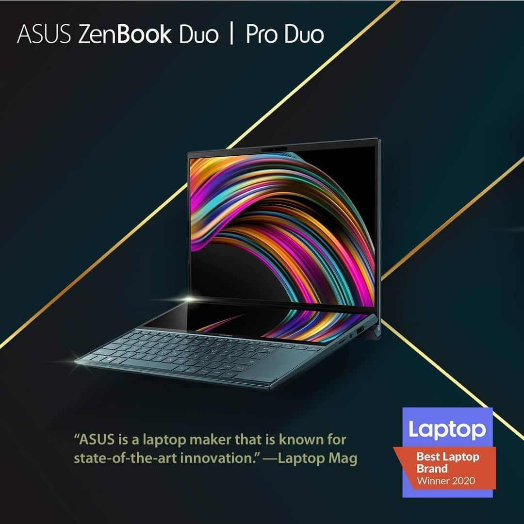 ASUSさんのインスタグラム写真 - (ASUSInstagram)「Dual screens on #ZenBook Duo and Pro Duo continue to deliver incredible user experiences. Check out Laptop Magazine’s ranking of ASUS as the No. 1 laptop brand!」11月4日 19時45分 - asus
