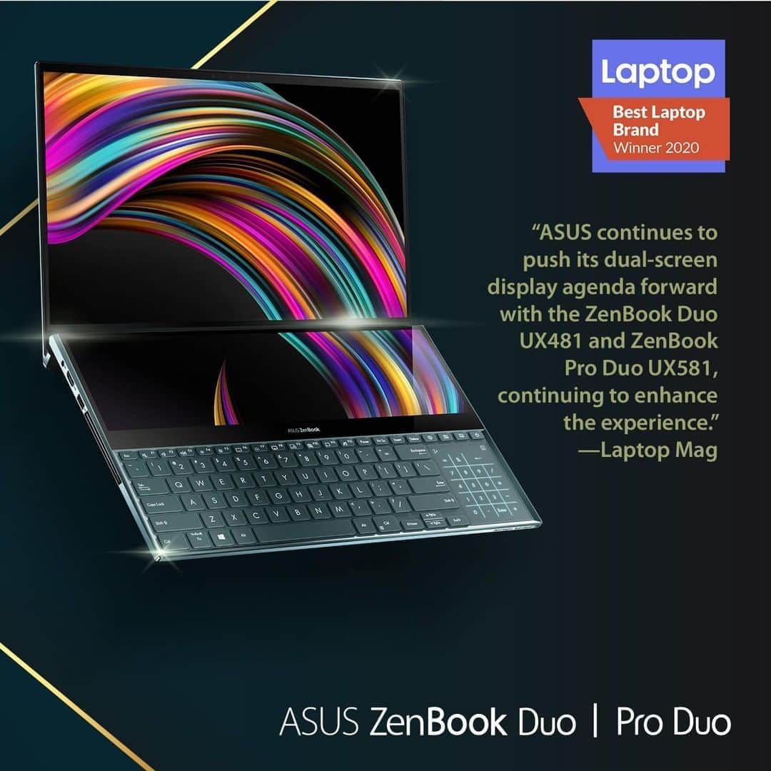 ASUSさんのインスタグラム写真 - (ASUSInstagram)「Dual screens on #ZenBook Duo and Pro Duo continue to deliver incredible user experiences. Check out Laptop Magazine’s ranking of ASUS as the No. 1 laptop brand!」11月4日 19時45分 - asus