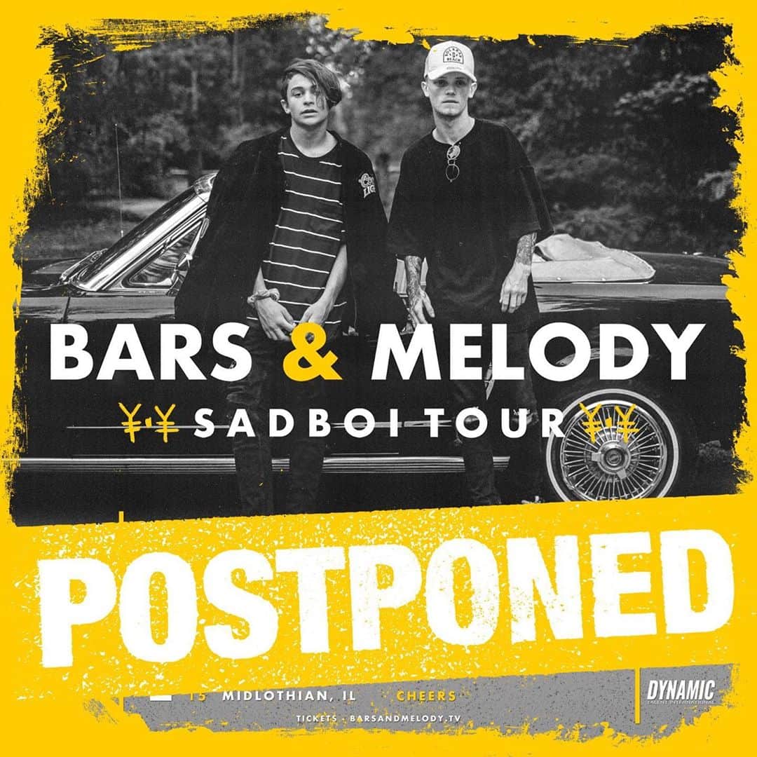 Bars and Melodyのインスタグラム：「unfortunately due to the global pandemic we’ve been forced to postpone our US dates of the SADBOI tour. we can’t wait to get out to America as soon as possible. • Own ways out tomorrow at midnight❤️」