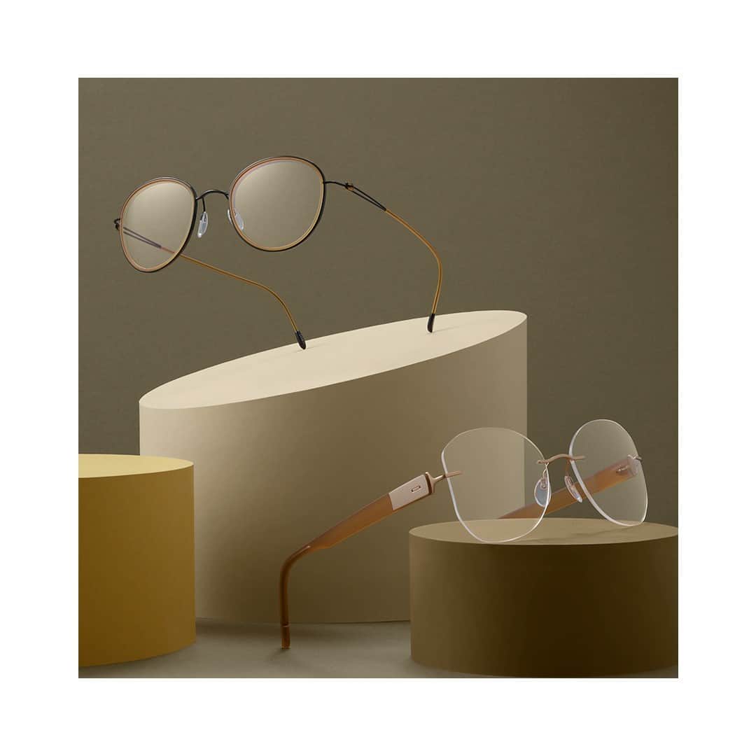 シルエットのインスタグラム：「The golden tones that epitomize fall are found in the frame color Golden Verde, a color to complement the new Sivista and Lite Duet collections. Featuring: Lite Duet 5542  Sivista 5553⁠ .⁠ .⁠ .⁠ #silhouetteeyewear #tryitwearitloveit #eyeweardesign #luxuryeyewear #fashioneyewear #opticalframes」