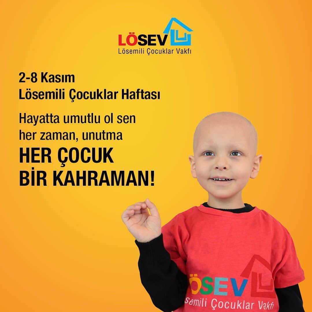 ベレン・サートのインスタグラム：「2-8 Kasım #LösemiliÇocuklarHaftası🎗  Siz de bir çocuğumuzun kahramanı olmak istiyorsanız: @losev1998 'i etiketleyip #LÖSEVdeHerÇocukKahraman etiketini kullanarak destek olabilirsiniz #lösev」