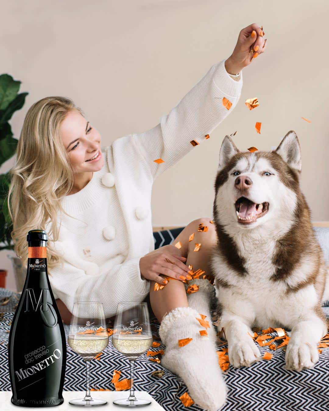 Mionetto Proseccoのインスタグラム：「Un luogo felice, fatto di un’atmosfera calda e di un simpatico amico a quattro zampe. 🐶🍾⁣ #mionettoprosecco #mionettoinsieme⁣ ⁣ Bevi Mionetto responsabilmente」
