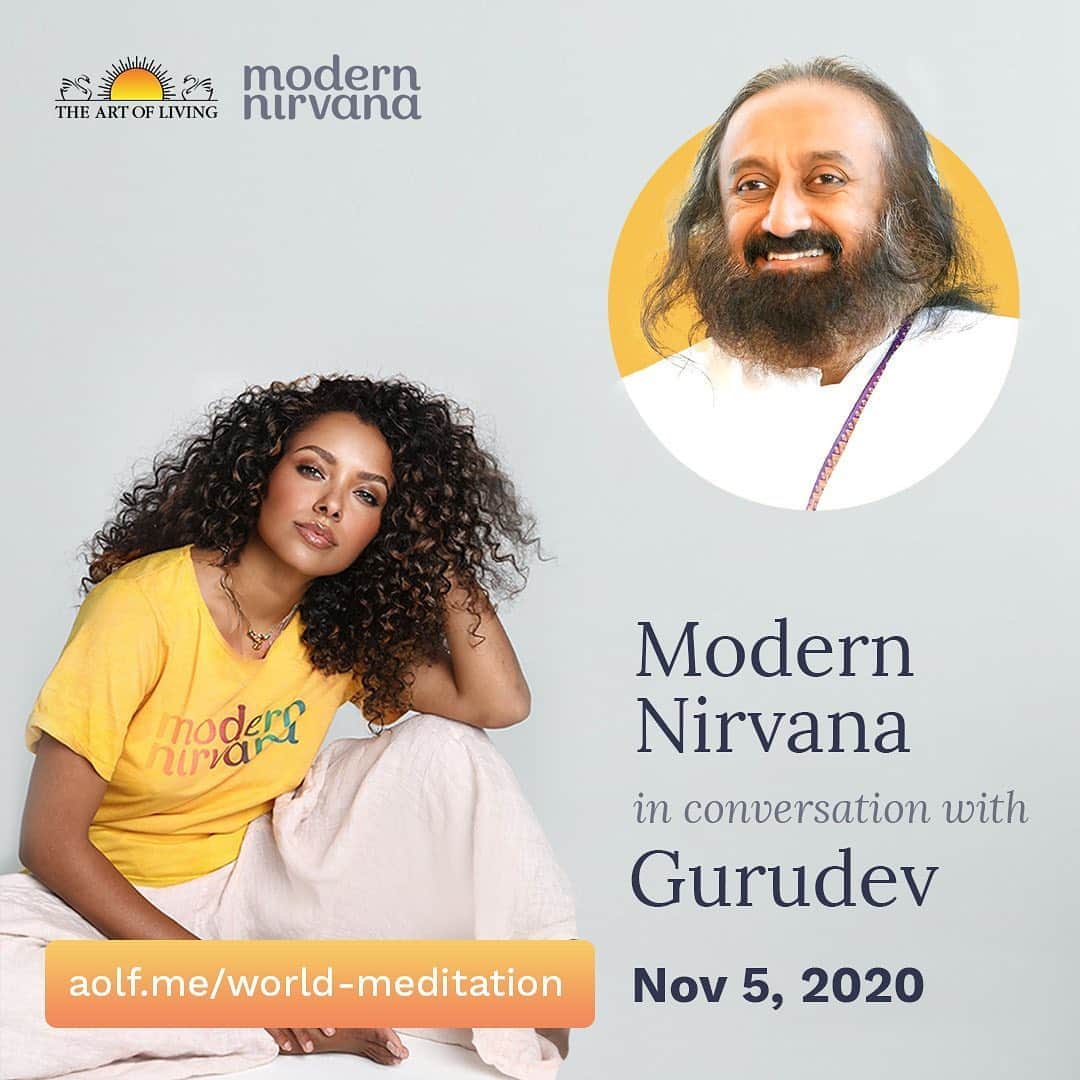 カテリーナ・グレアムのインスタグラム：「Calling for a global meditation!! Honored to be joining @srisriravishankar tomorrow with my @modern.nirvana co-founders @felaridi @bryantwoodtv for a world peace meditation and conversation! Tomorrow at 10:30am EST See you there! #ModernNirvana ❤️❤️」