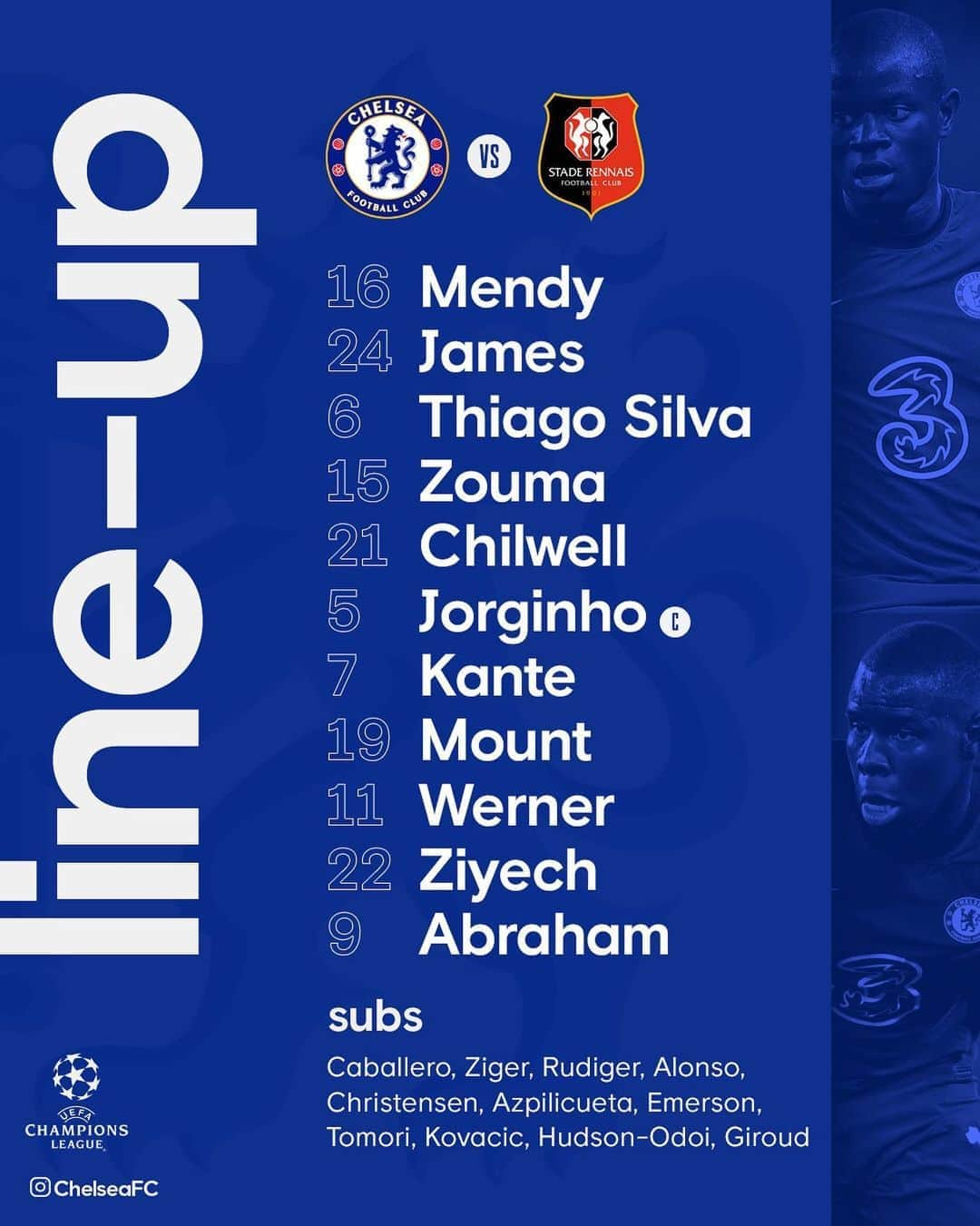 チェルシーFCさんのインスタグラム写真 - (チェルシーFCInstagram)「🚨 #UCL team news! 🚨 #CHEREN #CFC #Chelsea」11月5日 3時57分 - chelseafc