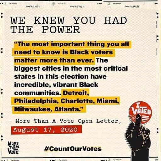 レブロン・ジェームズさんのインスタグラム写真 - (レブロン・ジェームズInstagram)「👀 We see you. Because y’all showed up and showed out, Black votes will be counted and will determine this election. ✊🏿✊🏿✊🏿 #COUNTOURVOTES @morethanavote」11月5日 4時23分 - kingjames