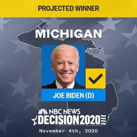 NBC Newsさんのインスタグラム写真 - (NBC NewsInstagram)「BREAKING: Joe Biden wins Michigan, NBC News projects.」11月5日 6時24分 - nbcnews