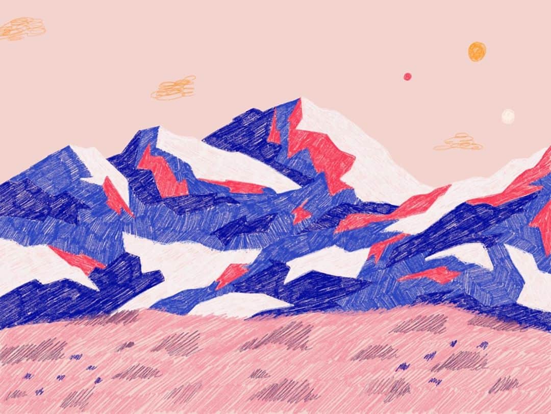 Dribbbleさんのインスタグラム写真 - (DribbbleInstagram)「Misty Mountains by Liza Kobrazova ⠀ ⠀ #dribbble #design #illustration #procreate #landscape #art #drawing」11月5日 16時17分 - dribbble