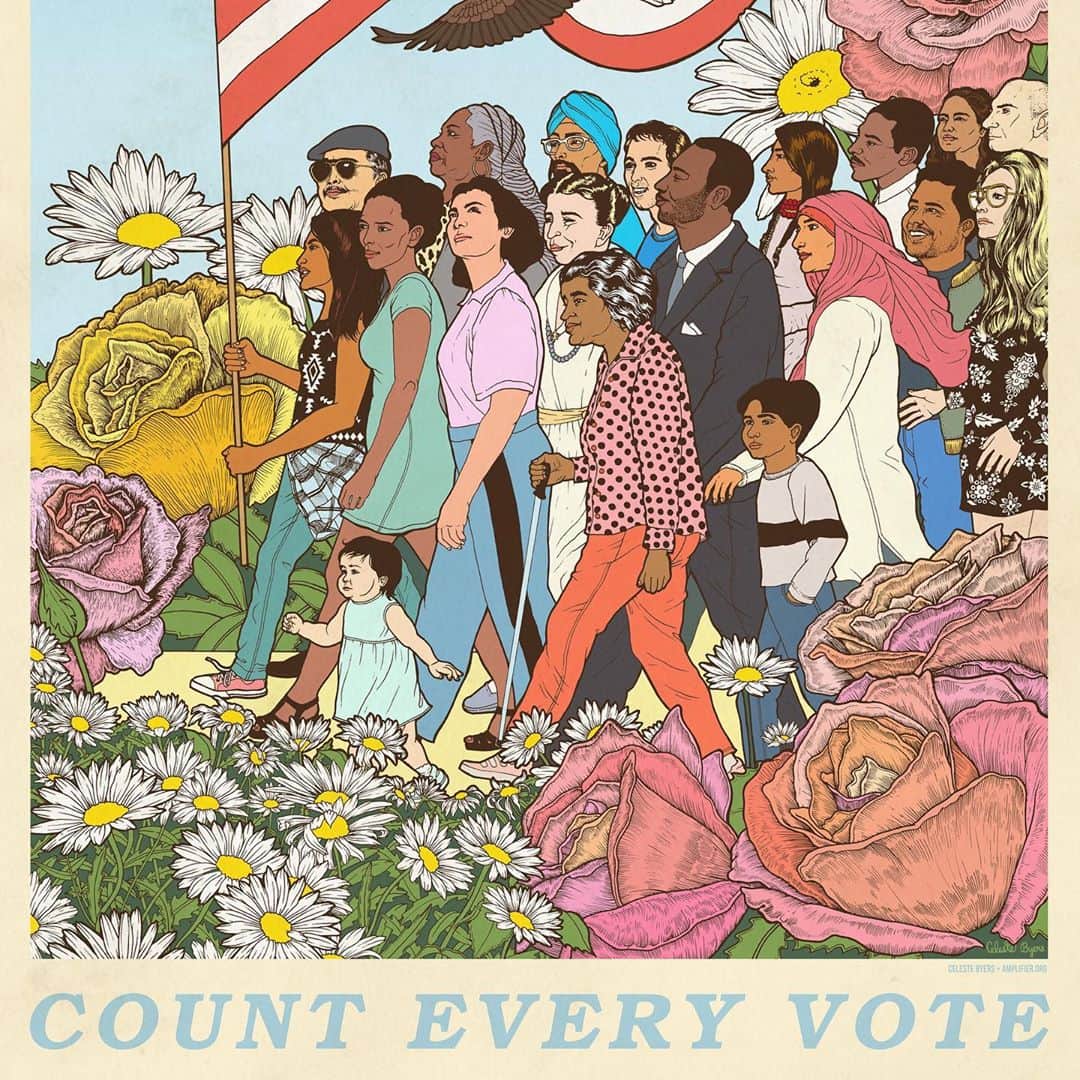アイシャ・タイラーのインスタグラム：「Leaders are chosen by the people. For true democracy to work, every single vote must be counted. It’s always been that way and it always will be.   Keep calm and count on.   #everyvotecounts #counteveryvote #electionprotection  🎨: @celestialterrestrial」