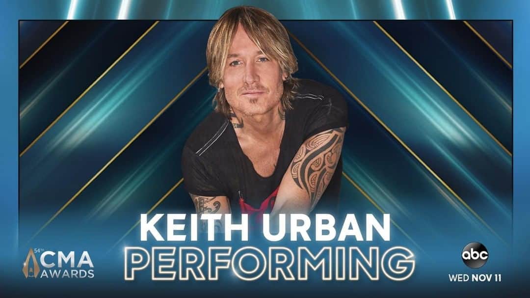 キース・アーバンのインスタグラム：「PERFORMING ON THE CMA AWARDS  Tune in next Wednesday 🎸  CMA Country Music Association」