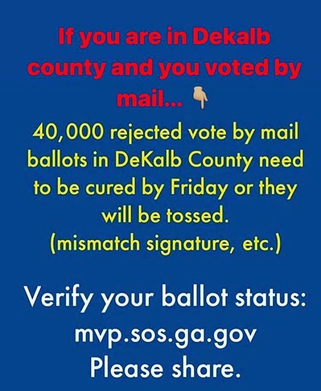 クラウディア・ジョーダンさんのインスタグラム写真 - (クラウディア・ジョーダンInstagram)「#Dekalb #dekalbCounty voters!! Spread the word!!! If you voted make sure YOU vote wasn’t one of the ones that need to be cured/fixed to count!!! Please make this go viral! Forget booty videos and bullshit today- get the word out!!!」11月6日 2時37分 - claudiajordan