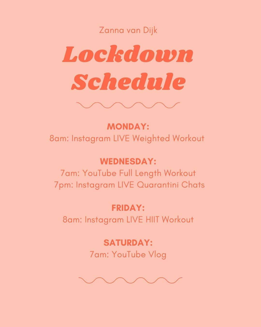 Zanna Van Dijkさんのインスタグラム写真 - (Zanna Van DijkInstagram)「My Lockdown Schedule ✨ Swipe right to see the free content I’ll be sharing over the course of the next four weeks 🔥Tag a friend so they can get involved! 🥰  ➡️ Mondays 8am: A LIVE weighted workout here on Instagram. Dumbbells required!  ➡️ Wednesdays: 7am: A full length YouTube workout video on my channel. I have 40 real time workouts on there already! 7pm : A LIVE quarantini chat with my girl @talillahenchoz to catch up on the week and discuss a topic. Next weeks focus: friendships in adulthood. Join us with a G&T or drink of your choice!  ➡️ Fridays 8am: A LIVE bodyweight HIIT workout here on Instagram with @talillahenchoz. Prepare to sweat!  ➡️ Saturdays: A fresh YouTube vlog to provide some escapism 🥰  Stay tuned on stories for daily updates & further info! I hope that I can support you guys and bring a smile to your face as we ride through this turbulent time together. We’ve got this 👊🏼❤️ #lockdownlife #londonlockdown #uklockdown #freeworkouts #liveworkouts #fitnessblogger」11月5日 18時26分 - zannavandijk