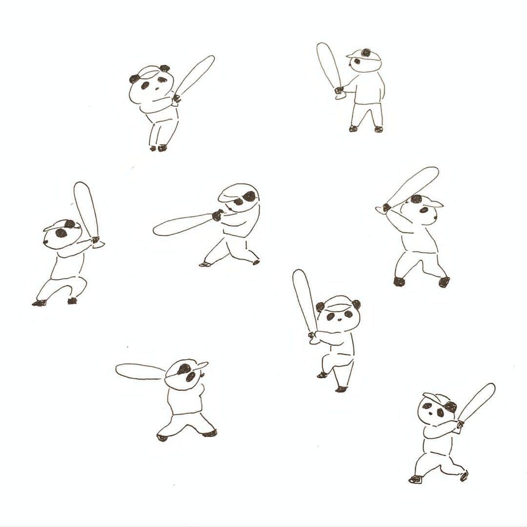 ハルペイさんのインスタグラム写真 ハルペイinstagram スポーツしてるイラストが描きたくなる季節 野球 野球部 Baseball パンダ Panda スポーツの秋 Harupei ハルペイ Doodle Draw Drawing Illustrator Illustration Japan 絵