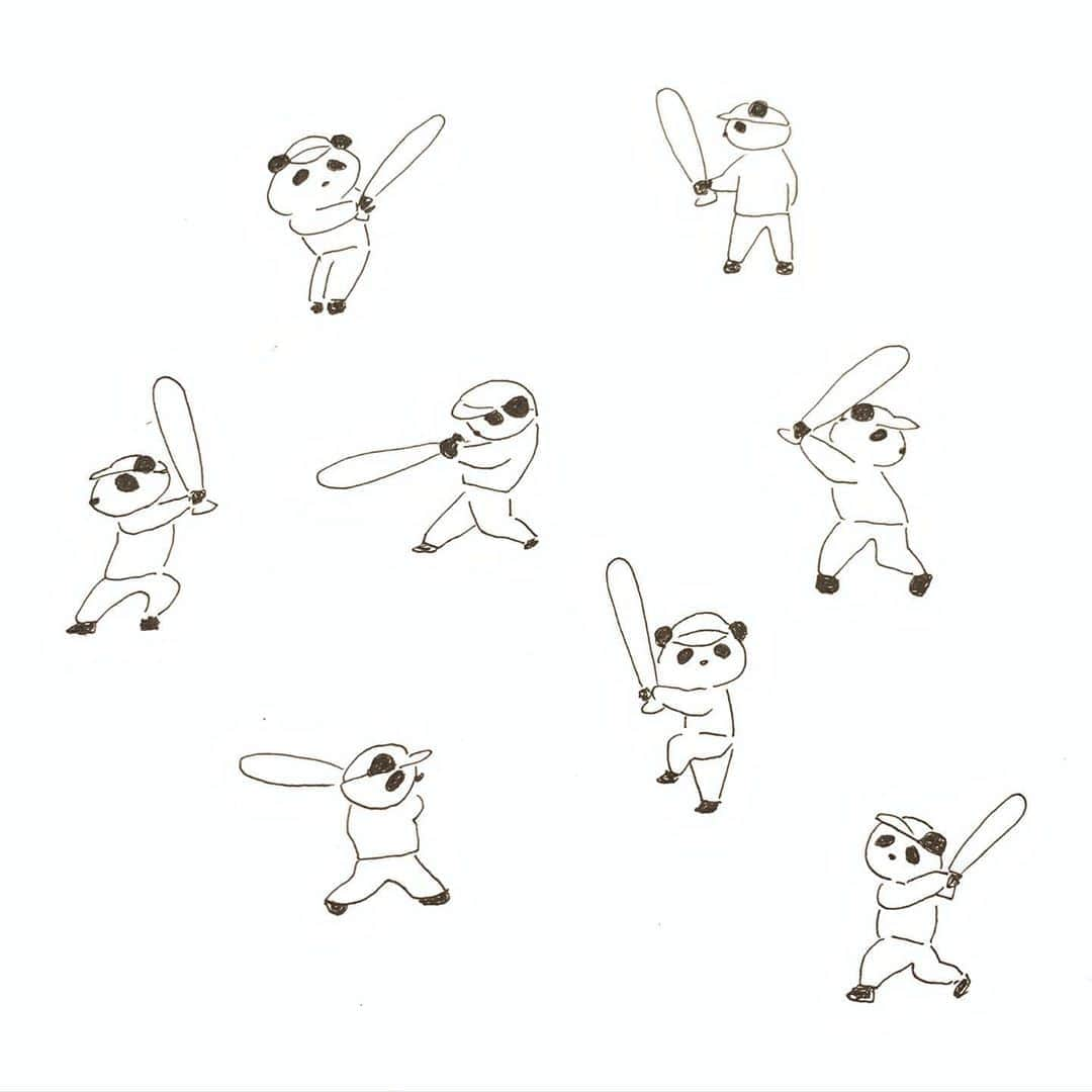 ハルペイさんのインスタグラム写真 - (ハルペイInstagram)「⚾️⚾️⚾️⚾️ スポーツしてるイラストが描きたくなる季節😙✨ #野球#⚾️ #野球部 #baseball #🐼 #パンダ#panda  #スポーツの秋 .  #harupei#ハルペイ#doodle#draw#drawing#illustrator#illustration#japan#絵#雑貨#湘南#イラスト#イラストレーター#ゆるい#茅ヶ崎」11月5日 18時46分 - harupeipei