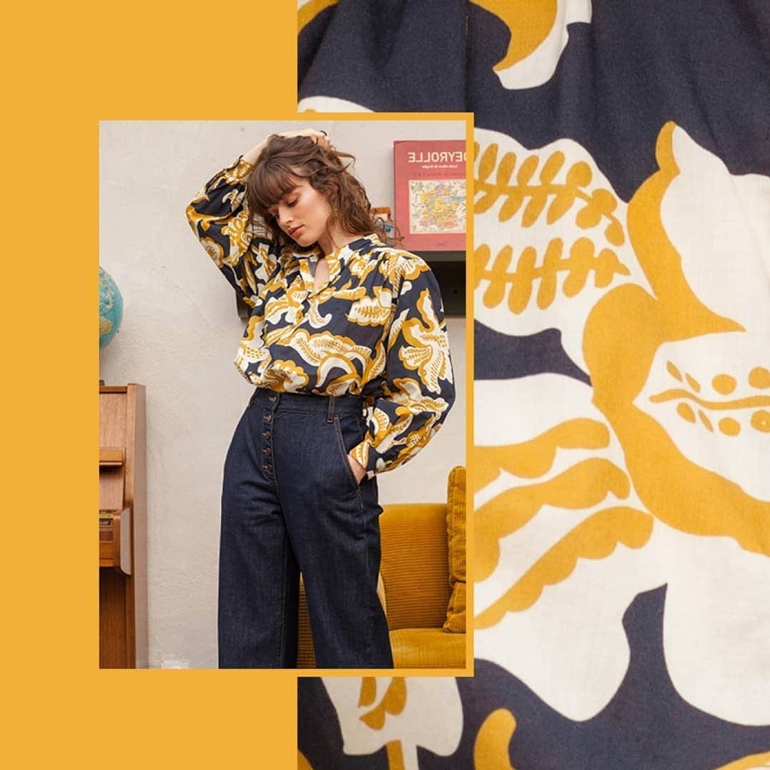 ベンシモンのインスタグラム：「Planning de la journée : #confinéemaisstylée dans notre chemisier préféré 💛  ​et vous ? ​🇬🇧 Schedule of the day: confined to our favourite blouse 💛 and you? ​#bensimon #confinéemaisstylée #mode #fashion」